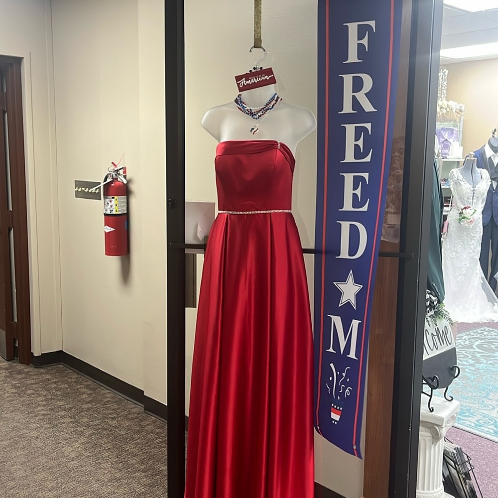 Red Satin Evening Gown